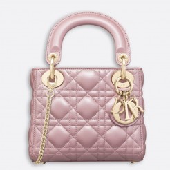 Dior Lotus Pearly Lambskin Mini Lady Dior Bag With Chain