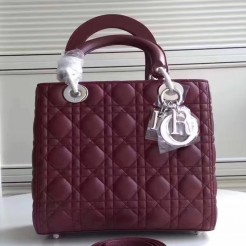 Dior Medium Lady Dior Bag In Bordeaux Lambskin